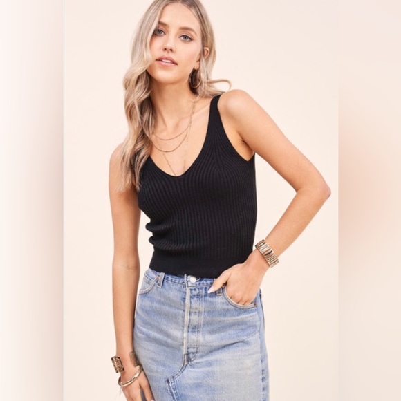 Ribbed V Neck Tank Top Light Weight More Colors - Picture 3 of 4